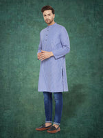 Thumbnail for Even Apparels Men's Pure Cotton Blue Striped Kurta - Distacart