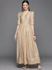 Ahalyaa Women's Beige Chanderi Gold Foil Print Dress - Distacart