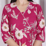 Thumbnail for Miravan Womens Pink Floral Printed Angrakha Kurta - Dista