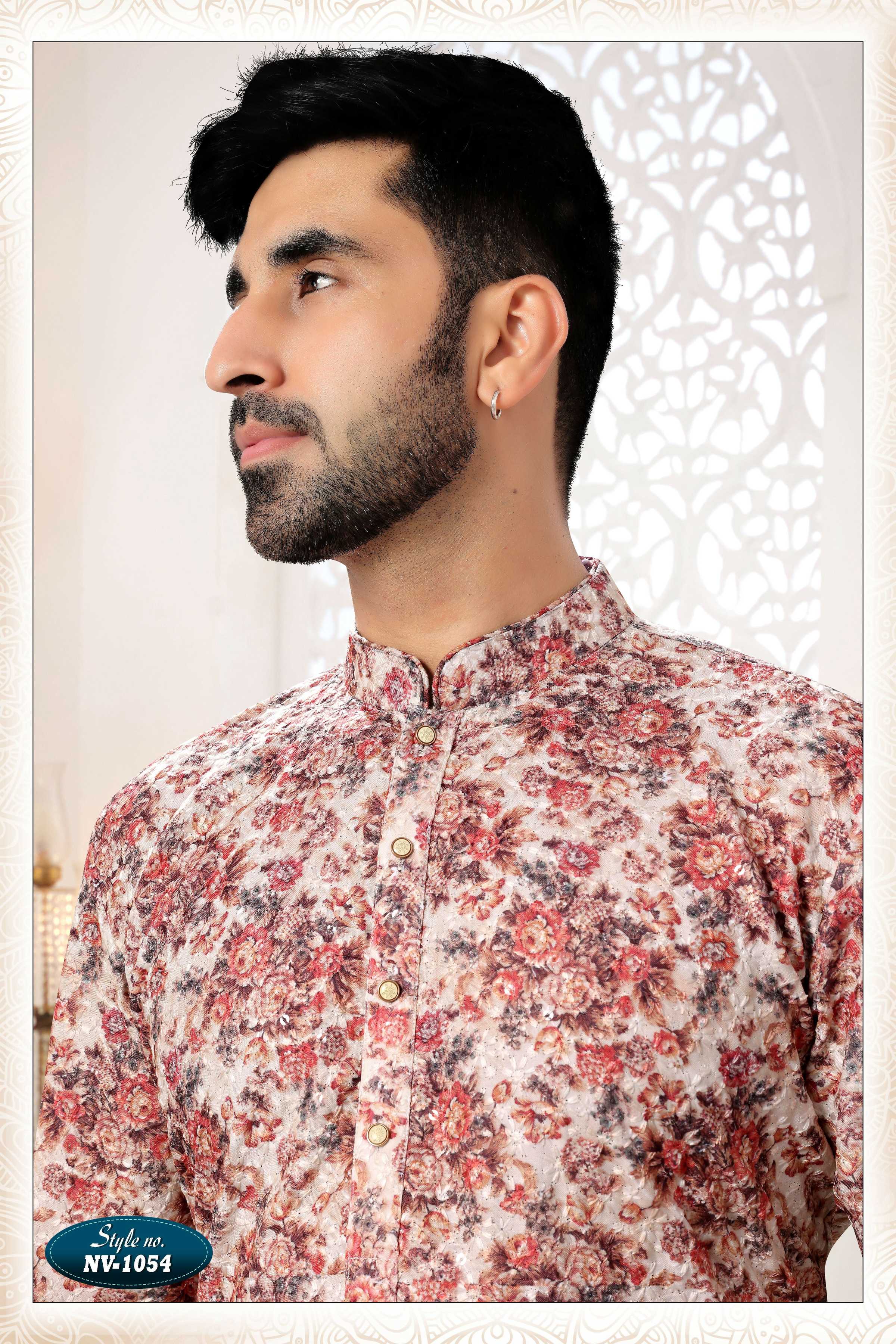 Joban Fashion Men's Cream Base Straight Rayon Thread Embroidery All Over Kurta Set - Distacart