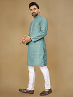 Thumbnail for Anaita Sky_Blue Embroidered Rayon Straight Kurta - Distacart