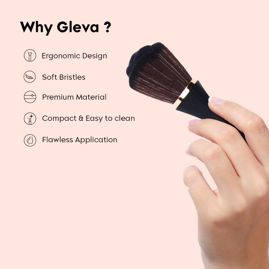 Gleva Multipurpose Professional Powder & Blush Cheek Brush - Black Brush - Distacart