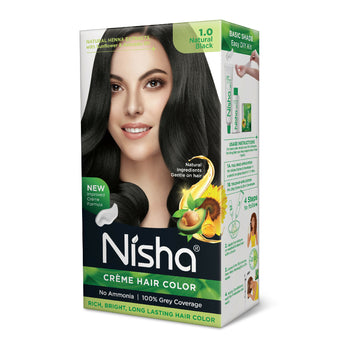 Nisha Creme Hair Color for Women & Men - Natural Black - Distacart
