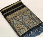 Thumbnail for Blue Silk Woven Saree with Unstitched Blouse - Hiral Fashion - Distacart