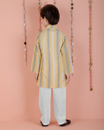 Thumbnail for Joban Fashion Kids Island Cotton Full Sleeves Striped Kurta and Pyjama- Yellow - Distacart