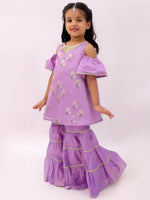 Thumbnail for Lil Drama Mishti Purple Kurta and Sharara Set For Girls