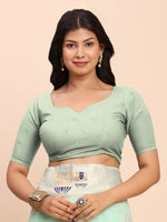 Thumbnail for Astita Linen Cotton Sea Green Saree
