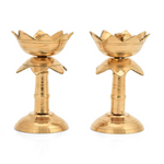 Thumbnail for CraftVatika Brass Lotus Shape Pillar Diya Oil Lamp Stand Showpiece