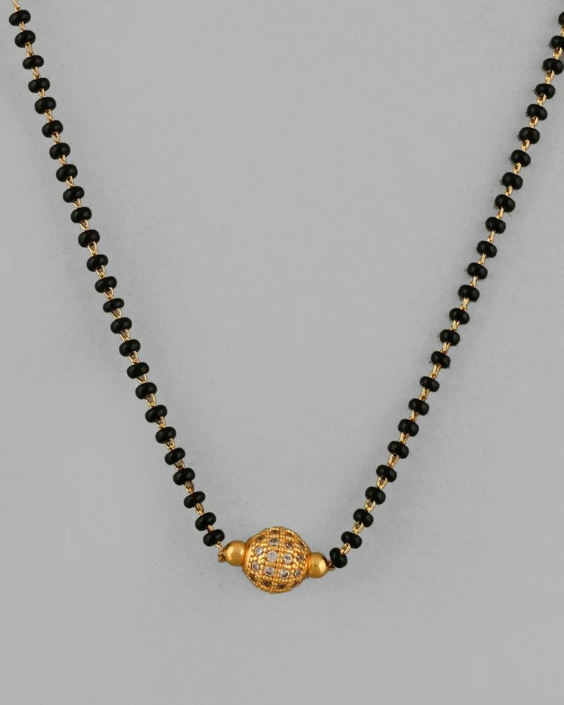 VOJ Gold-Plated AD-Studded & Beaded Mangalsutra - Distacart
