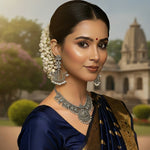 Thumbnail for JS Fashion Designer Fancy Oxidised Silver Long Earrings for Women & Girls