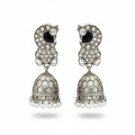 Thumbnail for JS Fashion Clustered Pearl Fancy Oxidised Silver Jhumka Earrings for Women & Girls