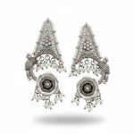 Thumbnail for JS Fashion Oxidized Silver Flower Design Jhumka Earrings for Women