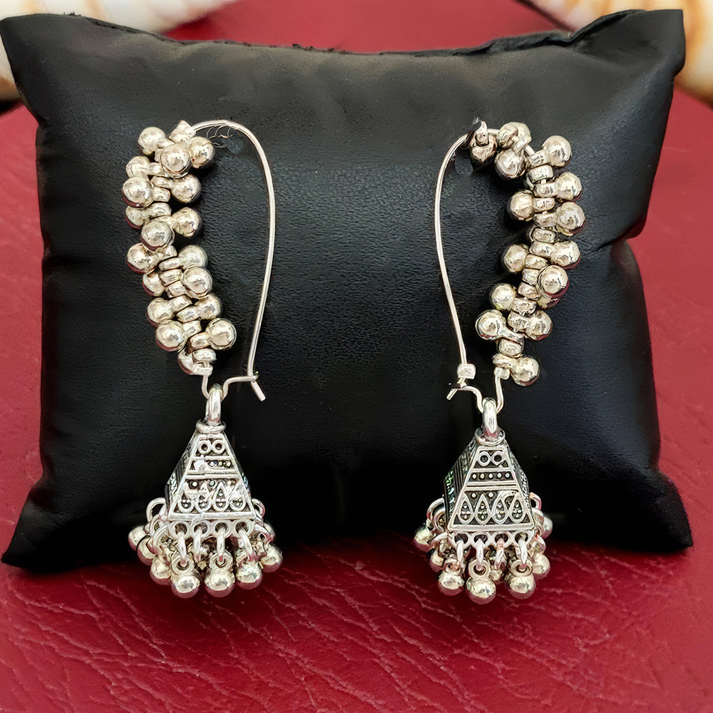 JS Fashion Fancy Design Oxidised Silver Polish Antique Style Earrings for Women & Girls