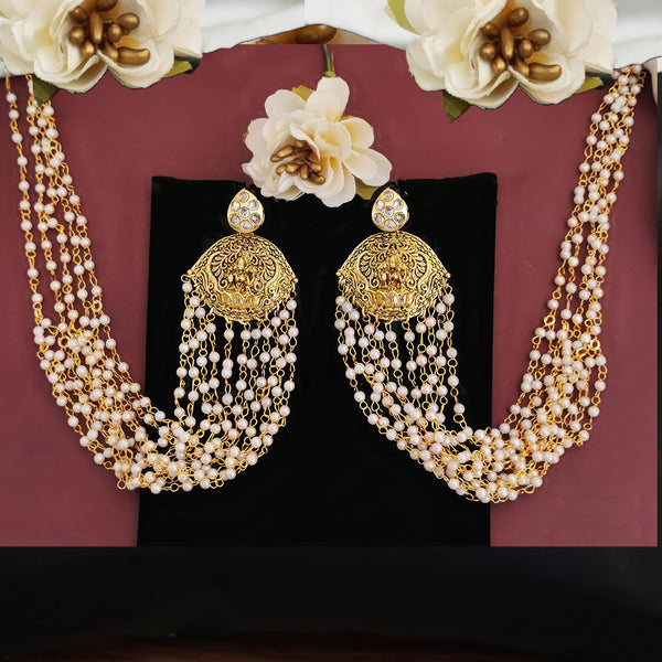 JS Fashion Laxmi Design Temple Jewellery Kaan Chain Earrings for Women