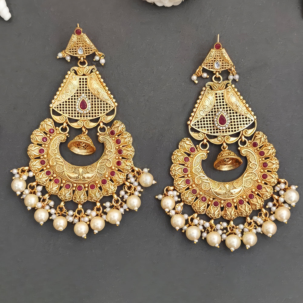 JS Fashion Designer Rajwadi Polish Antique Long Earrings for Women