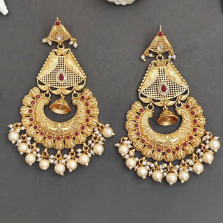 JS Fashion Designer Rajwadi Polish Antique Long Earrings for Women