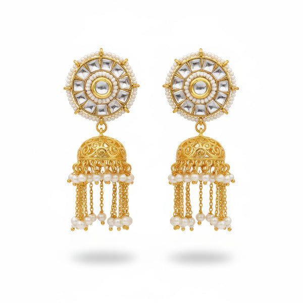 JS Fashion Kundan High Gold Polish Earrings for Women