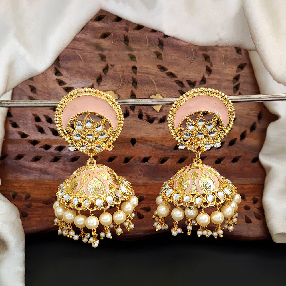 JS Fashion Antique High Gold Polish Jhumka Earrings – Traditional Party Wear Jewelry for Women & Girls