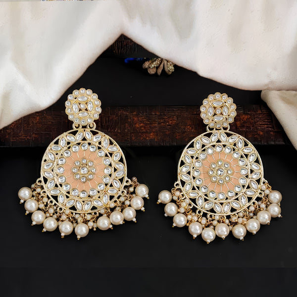 JS Fashion Antique High Gold Earrings with Clustered Pearls – Traditional Party Wear Jewelry for Women - Distacart
