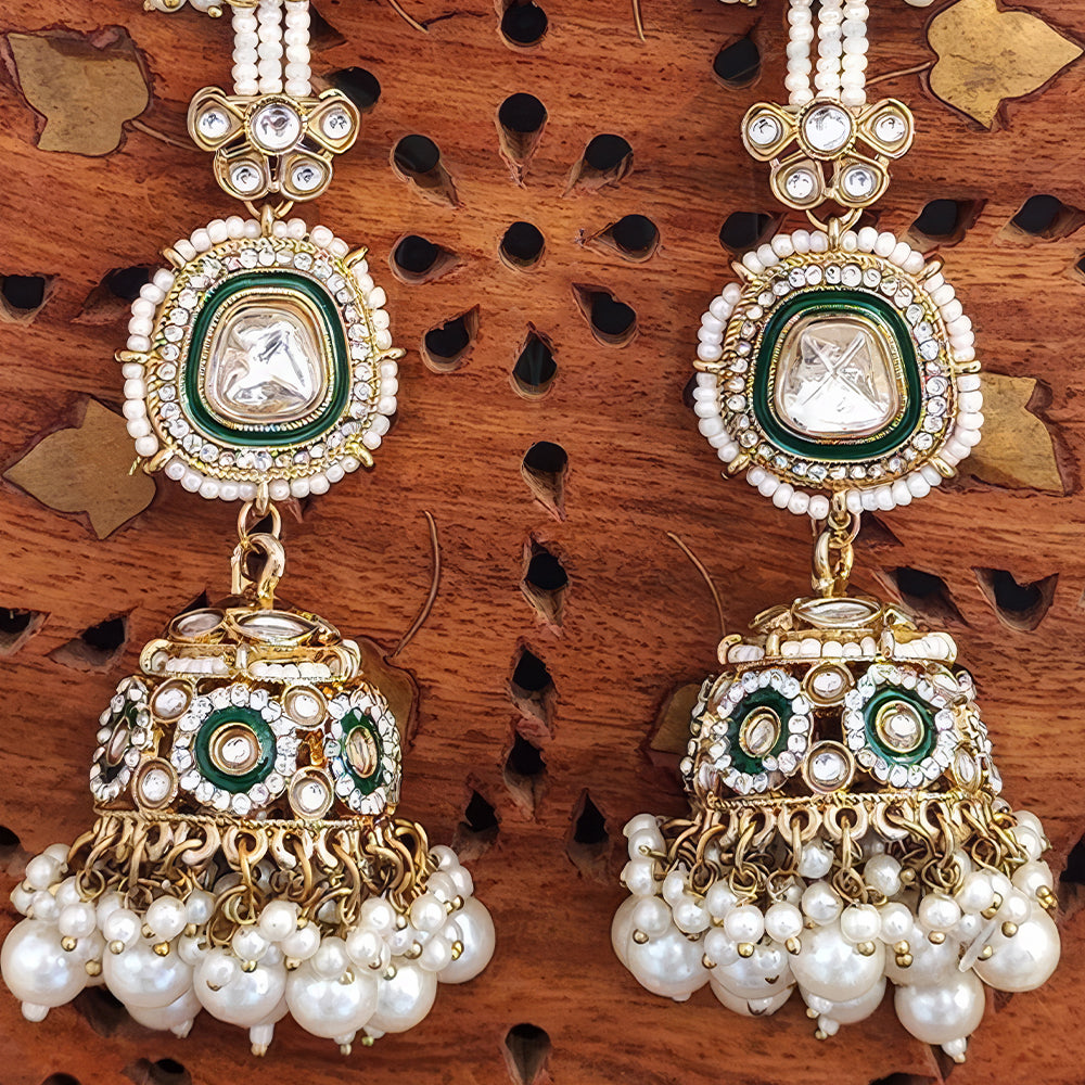 JS Fashion Antique Design Mehendi Polish Jhumka Earrings for Women