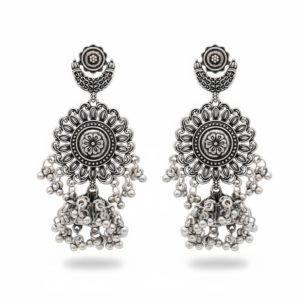 JS Fashion Designer Beautiful Oxidised Silver Earrings for Women & Girls