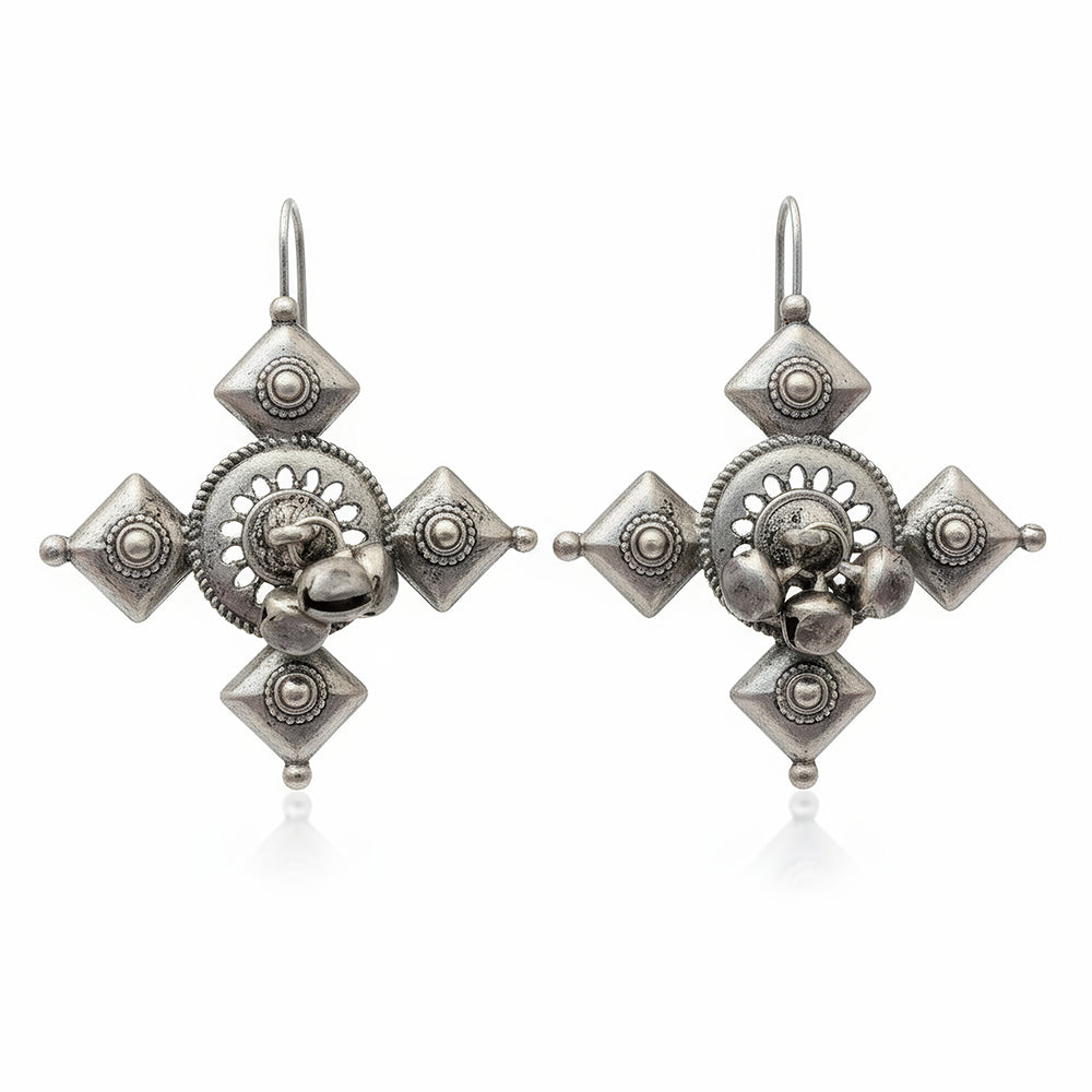 JS Fashion Oxidized Silver Designer Fancy Style Earrings for Women & Girls