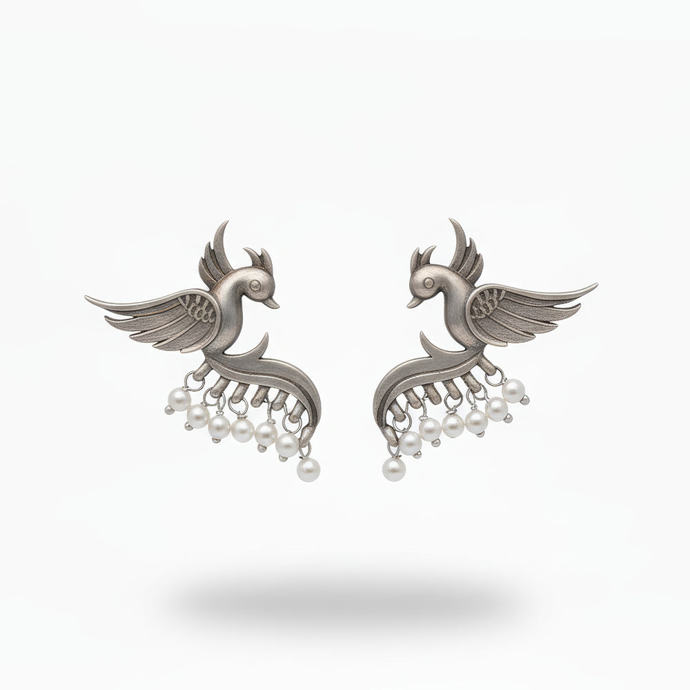 JS Fashion Beautiful Designer Oxidized Silver Earrings for Women
