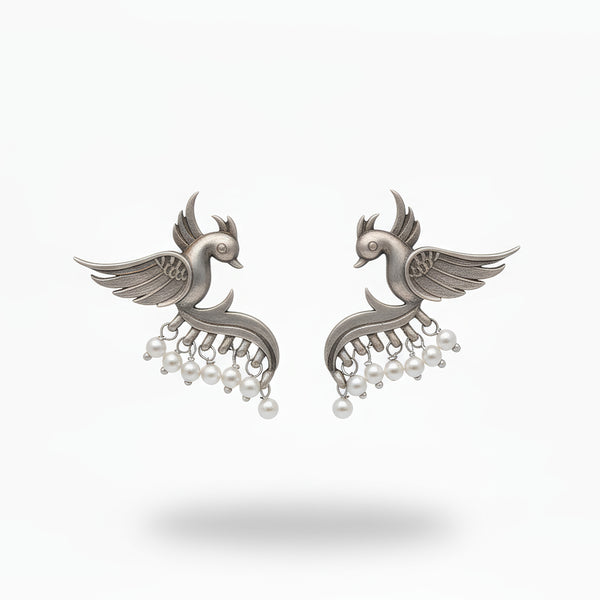 JS Fashion Beautiful Designer Oxidized Silver Earrings for Women
