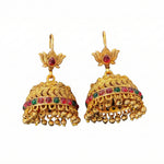 Thumbnail for JS Fashion Antique Rajwadi Lotus Top Designer Jhumka Earrings for Women & Girls - Distacart