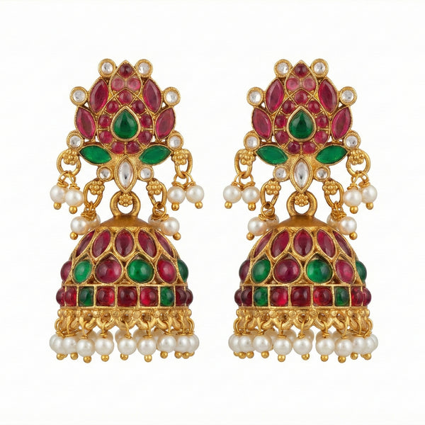 JS Fashion Traditional Rajwadi Lotus Design Jhumka Earrings for Women & Girls - Distacart