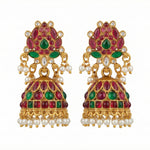 Thumbnail for JS Fashion Traditional Rajwadi Lotus Design Jhumka Earrings for Women & Girls - Distacart