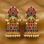 Thumbnail for JS Fashion Traditional Rajwadi Lotus Design Jhumka Earrings for Women & Girls - Distacart