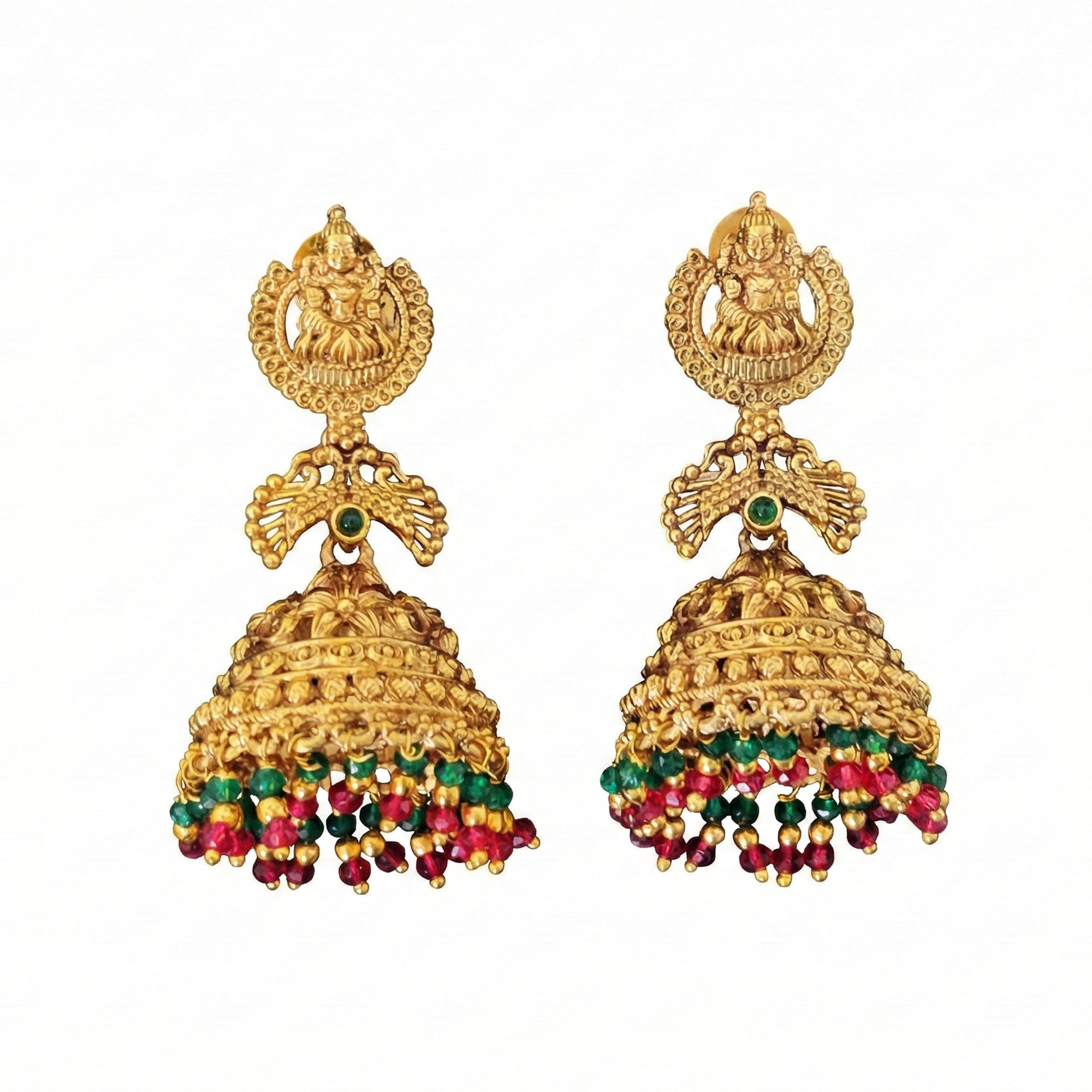 JS Fashion Rajwadi Polish Traditional Temple Earrings for Women & Girls