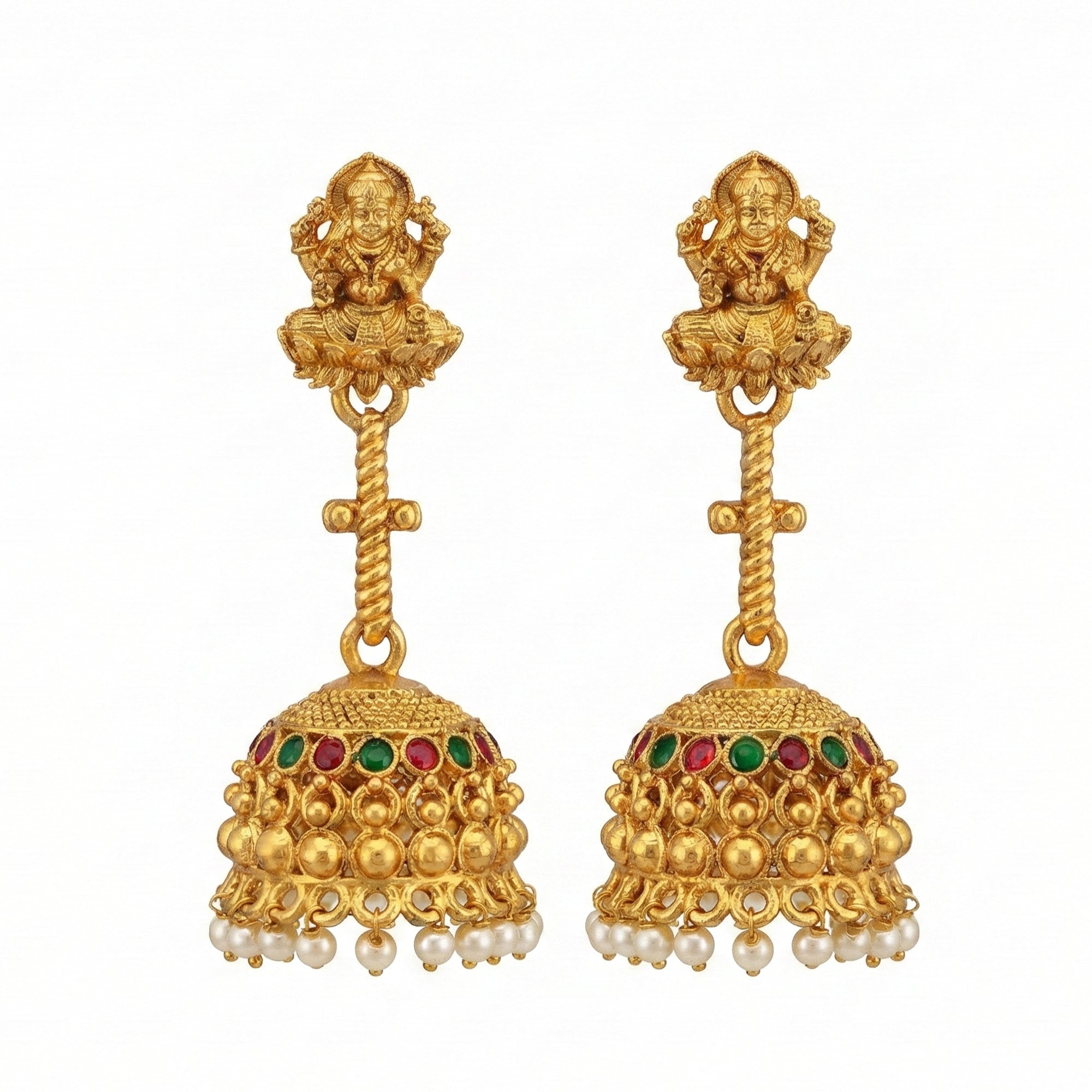 JS Fashion Traditional Rajwadi Gold Temple Jhumkas for Women & Girls