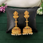 Thumbnail for JS Fashion Traditional Rajwadi Gold Temple Jhumkas for Women & Girls - Distacart