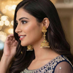 Thumbnail for JS Fashion Traditional Rajwadi Gold Temple Jhumkas for Women & Girls - Distacart
