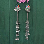 Thumbnail for JS Fashion Oxidized Silver Long Multicolor Ghungroo Earrings for Women & Girls - Distacart