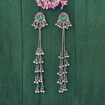 Thumbnail for JS Fashion Boho Oxidized Long Earrings with Color Stones for Women & Girls - Distacart