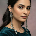 Thumbnail for JS Fashion Traditional Long Oxidized Earrings with Ghungroo for Women & Girls - Distacart
