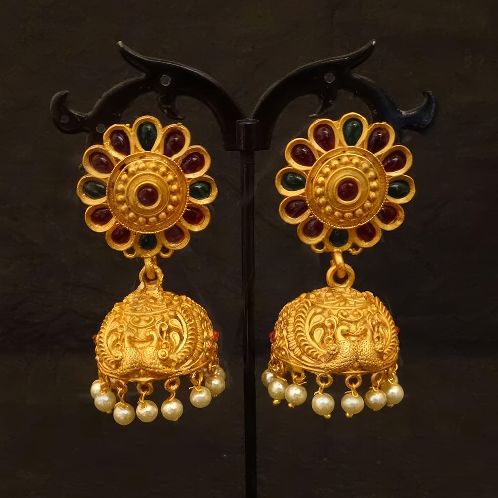 JS Fashion Reverse Stone Jhumki Earrings for Women
