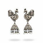 Thumbnail for JS Fashion Peacock Design Oxidized Silver Jhumka Earrings for Women