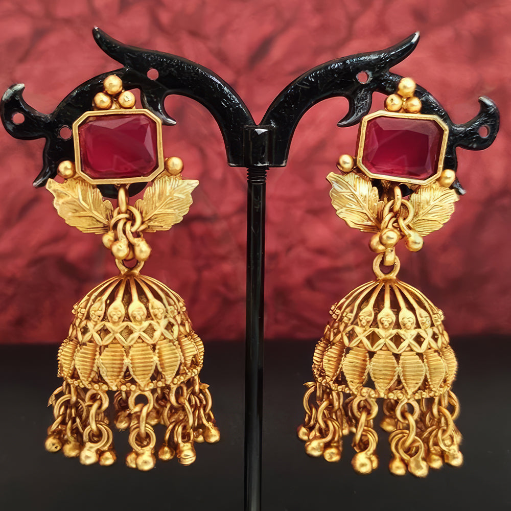 JS Fashion Matte Gold Polish Designer Jhumka Earrings for Women
