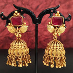 Thumbnail for JS Fashion Matte Gold Polish Designer Jhumka Earrings for Women