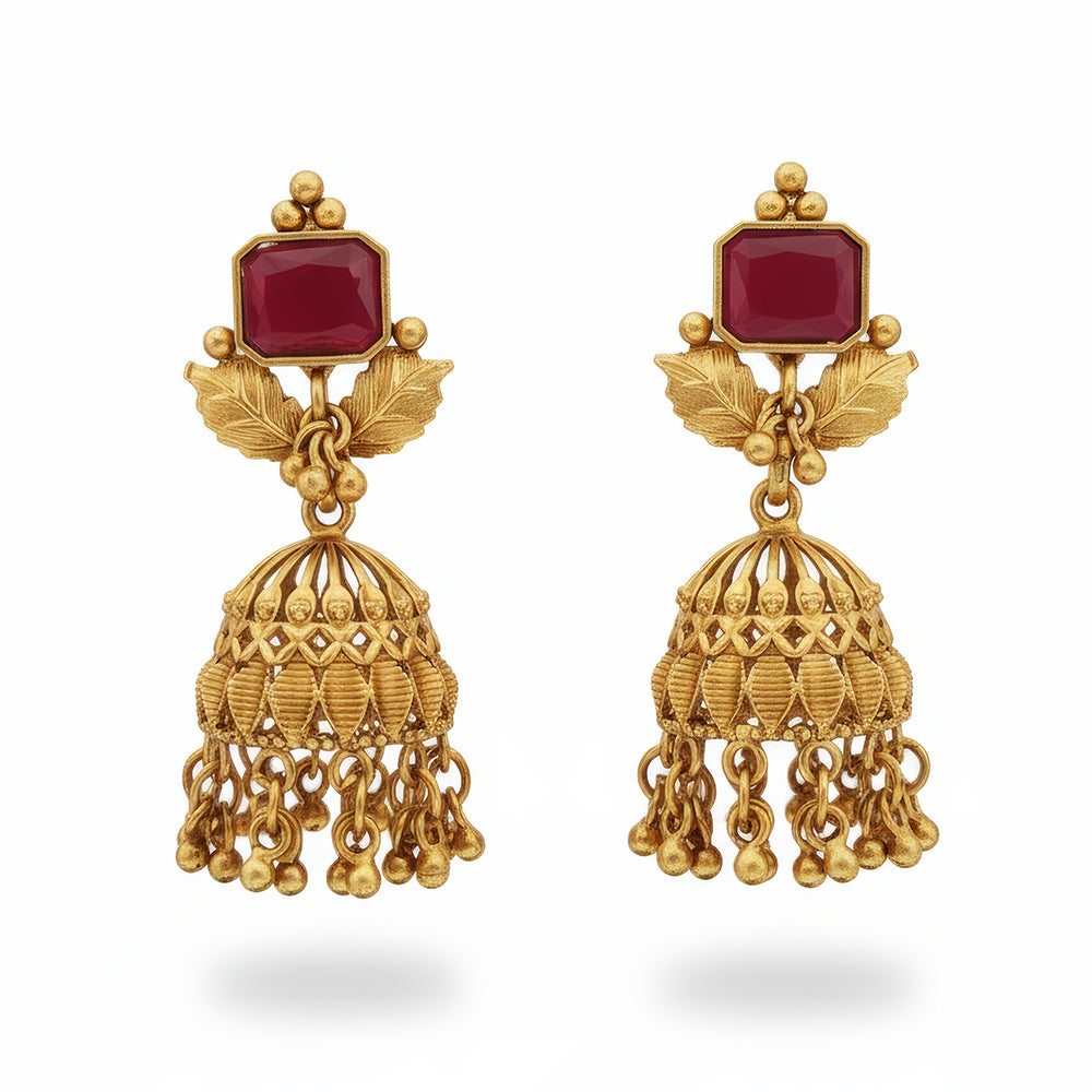 JS Fashion Matte Gold Polish Designer Jhumka Earrings for Women
