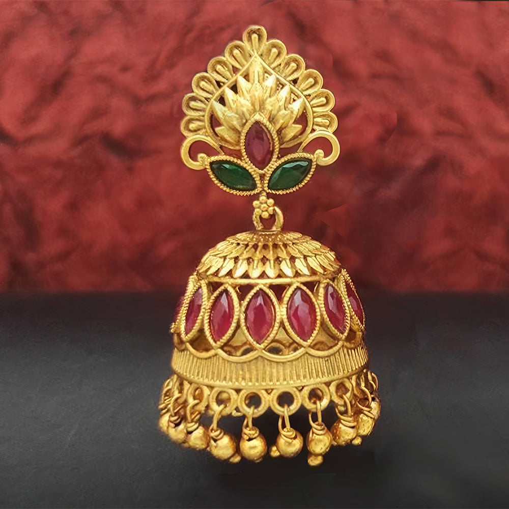 JS Fashion Matte Gold Designer Jhumka Earrings – Fancy Party Wear Traditional Jewelry for Women