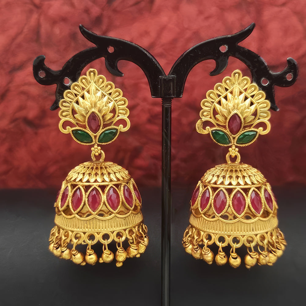 JS Fashion Matte Gold Designer Jhumka Earrings – Fancy Party Wear Traditional Jewelry for Women