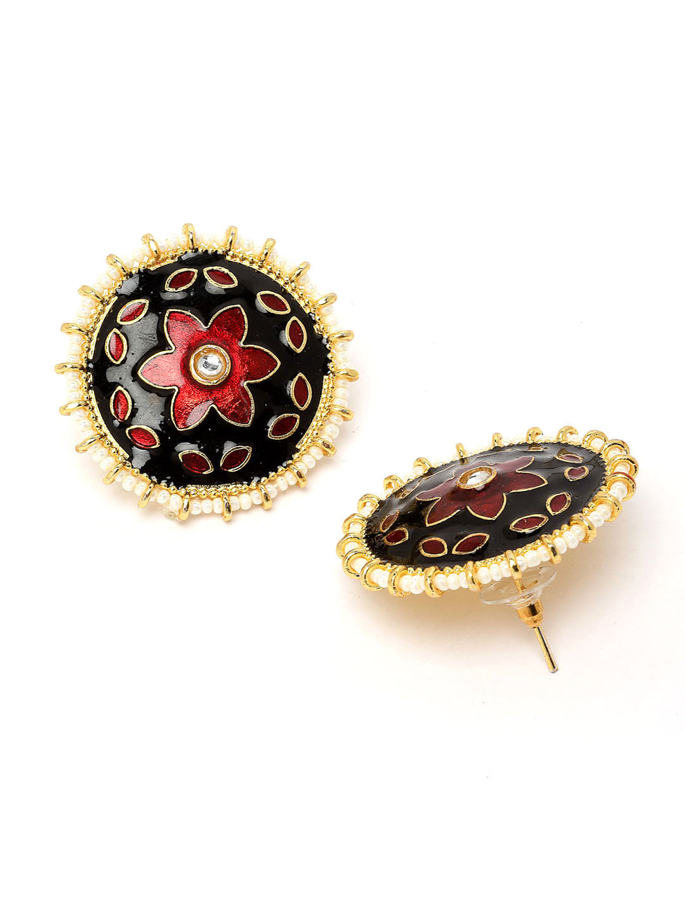 New Stylish Black and Maroon Meenakari Stud Earrings for Womens by House of Ree - Distacart