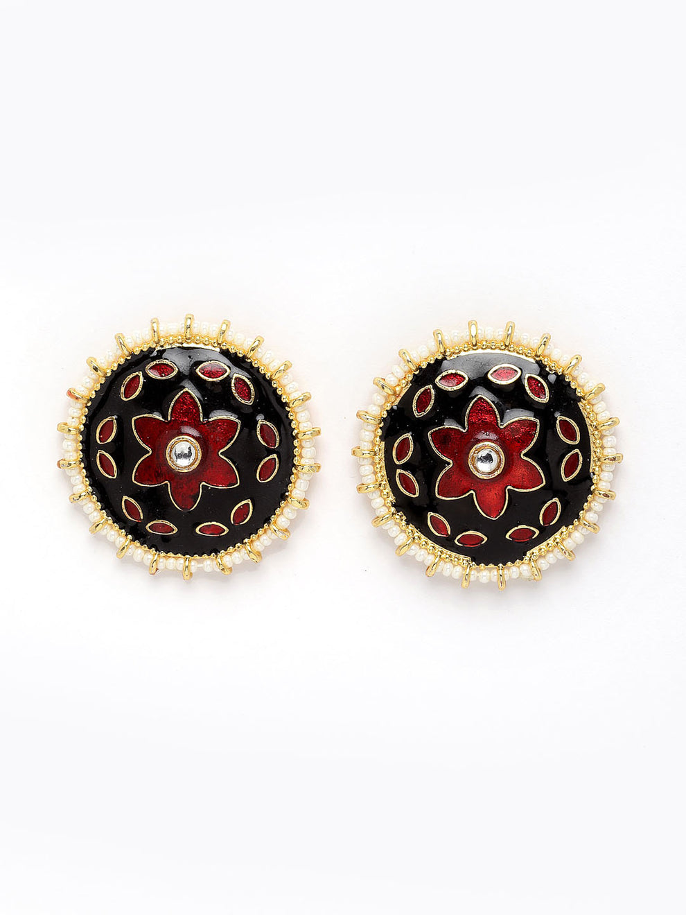 New Stylish Black and Maroon Meenakari Stud Earrings for Womens by House of Ree - Distacart