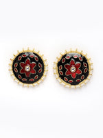 Thumbnail for New Stylish Black and Maroon Meenakari Stud Earrings for Womens by House of Ree - Distacart
