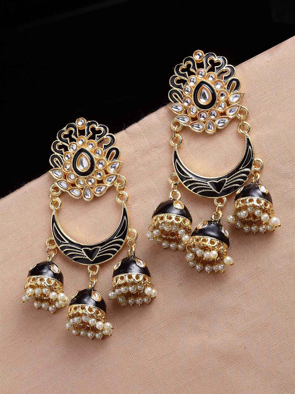 Black Meenakari Drop Earrings for Womens by House of Ree - Distacart